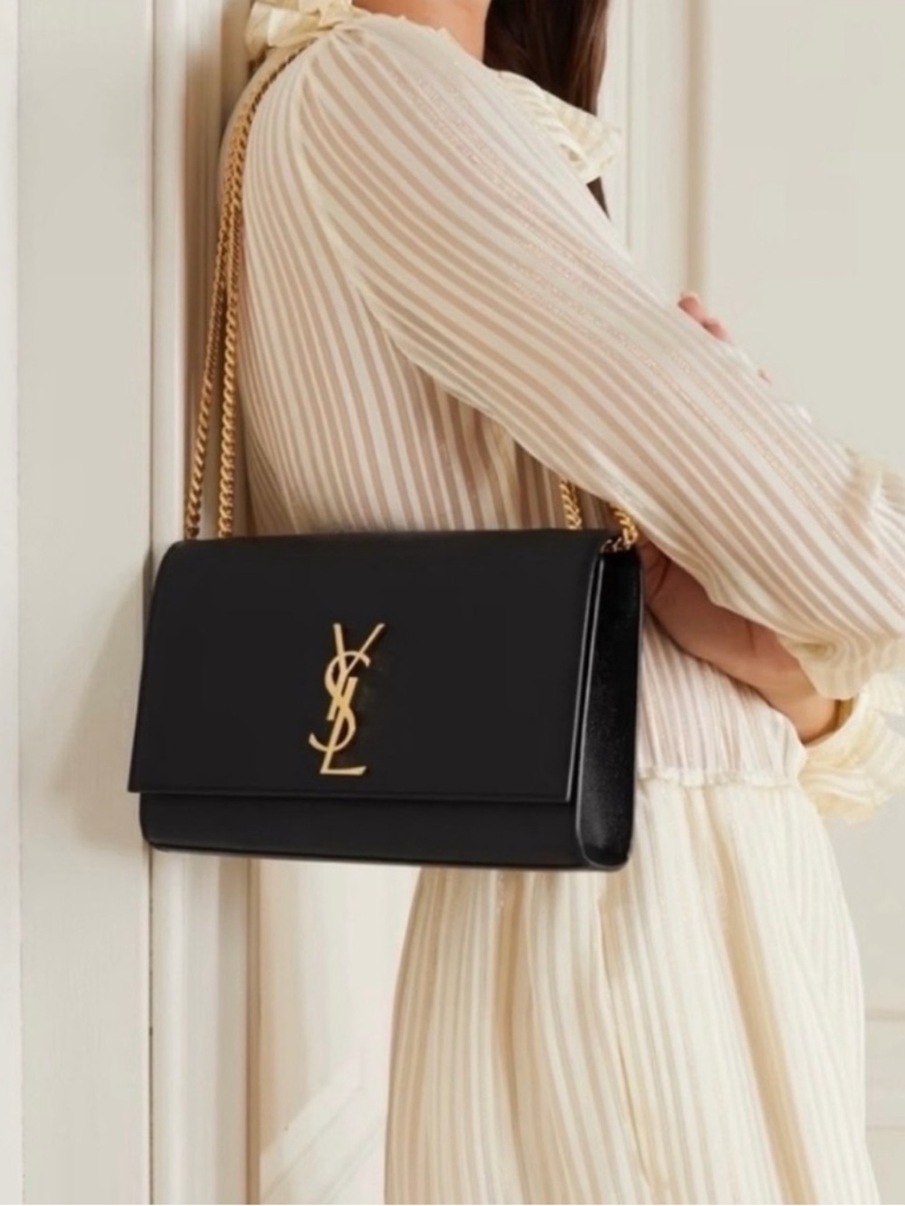 /SALE TRADE/ Saint Laurent Black Leather YSL Kate - Picture 2 of 2